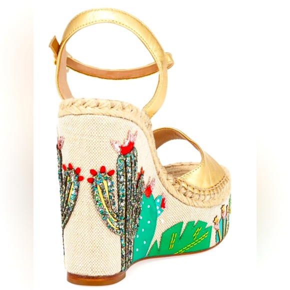 NIB 10 Kate Spade Dallas Glitter Cactus Platform Wedge - Picture 2 of 6